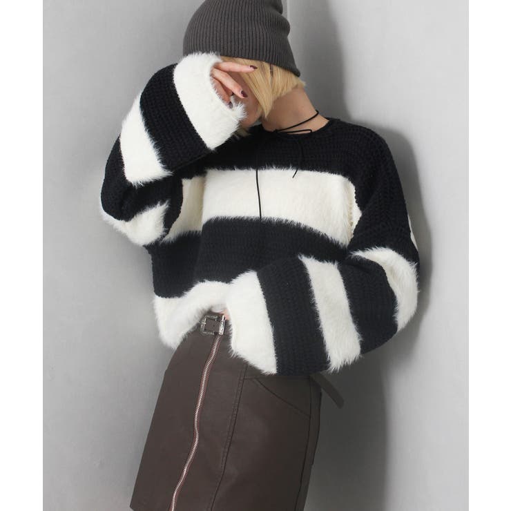 シャギーボーダークロップドニット | SpRay | 詳細画像70 