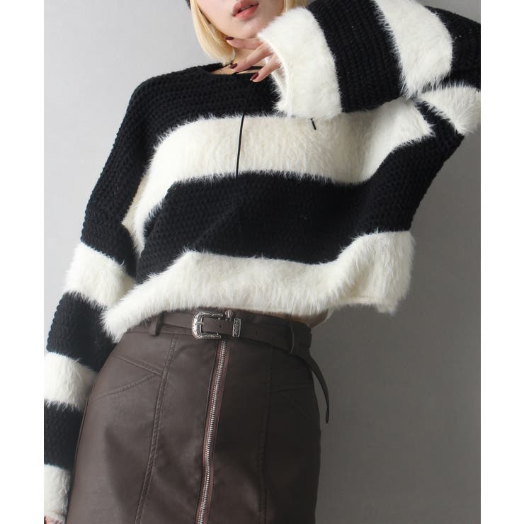 シャギーボーダークロップドニット | SpRay | 詳細画像72 