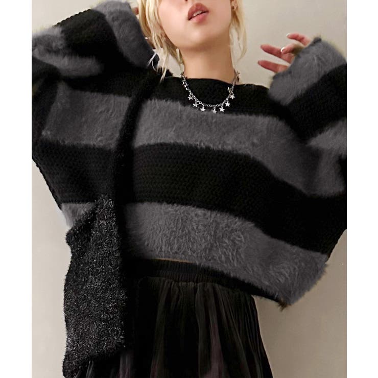 シャギーボーダークロップドニット | SpRay | 詳細画像76 