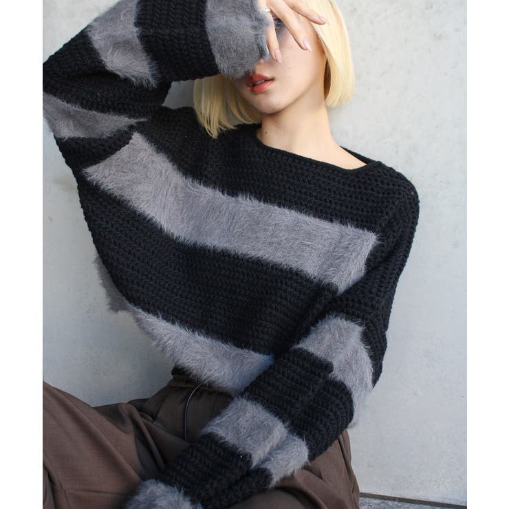 シャギーボーダークロップドニット | SpRay | 詳細画像80 