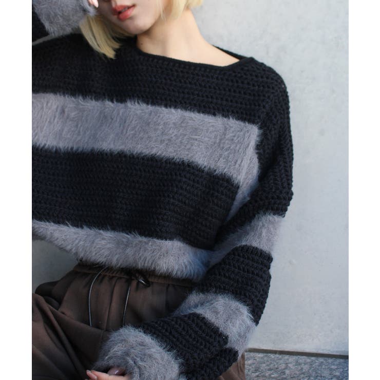 シャギーボーダークロップドニット | SpRay | 詳細画像81 