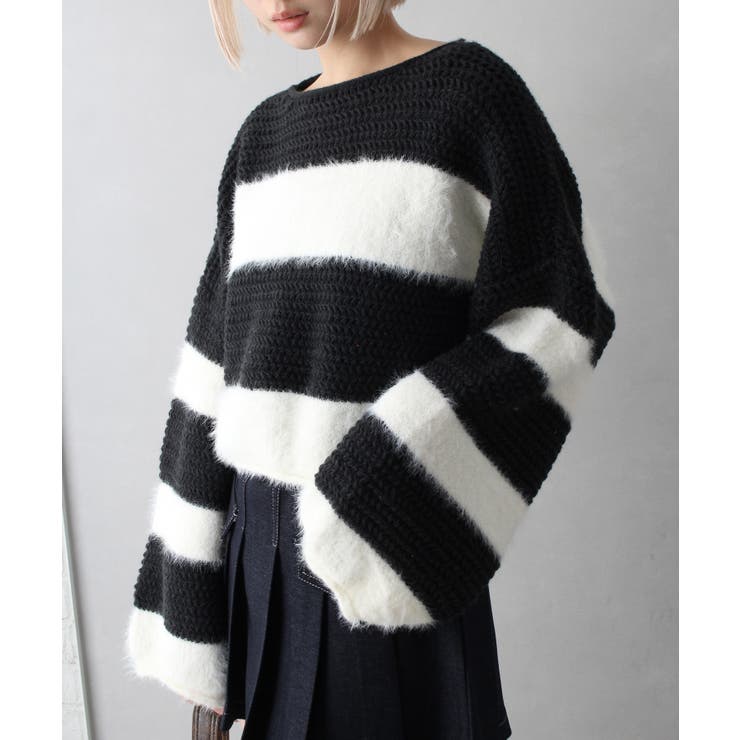 シャギーボーダークロップドニット | SpRay | 詳細画像85 