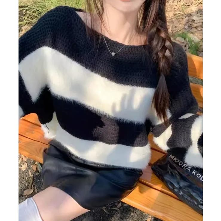 シャギーボーダークロップドニット | SpRay | 詳細画像86 