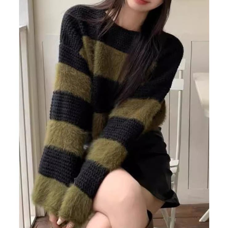 シャギーボーダークロップドニット | SpRay | 詳細画像93 