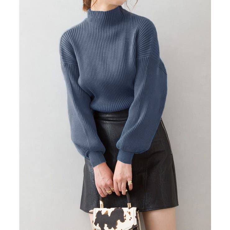 ダークブルー | ボリューム袖ボトルネックニット | SpRay