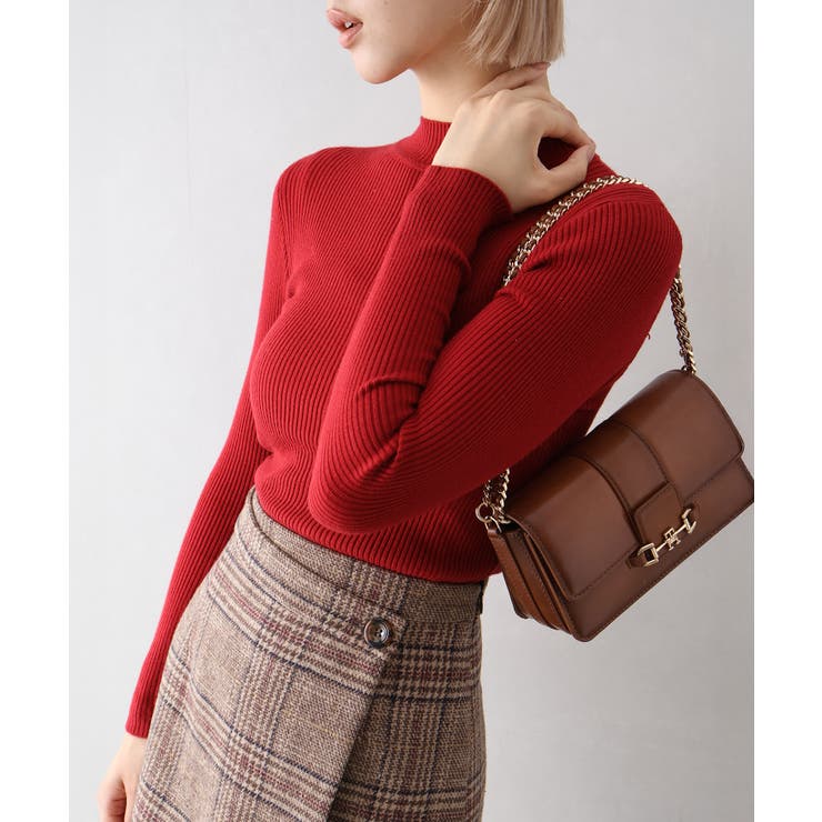 ボルドー | リブプチハイネックニット | SpRay