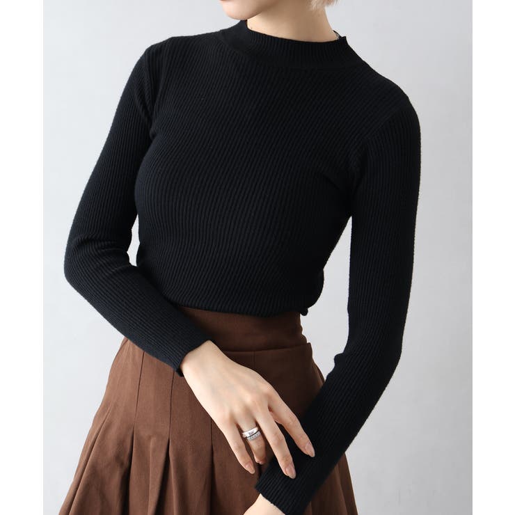 ブラック | リブプチハイネックニット | SpRay