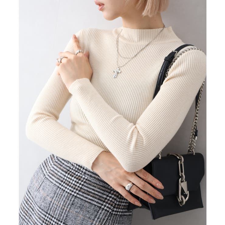 ライトベージュ | リブプチハイネックニット | SpRay