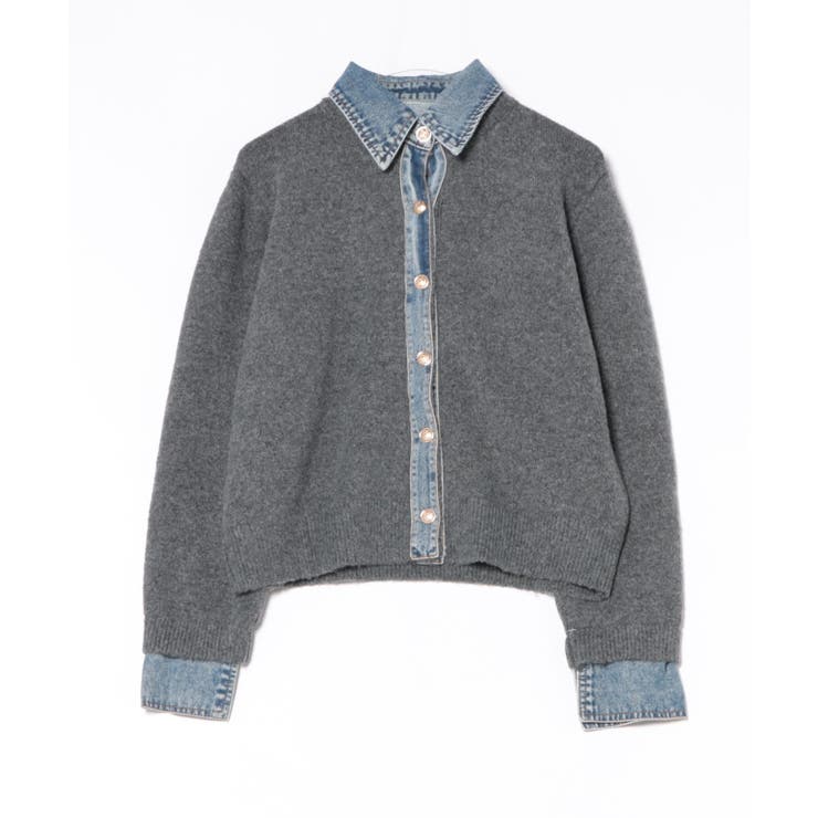 デニム切替フェイクレイヤードカーディガン | SpRay | 詳細画像55 