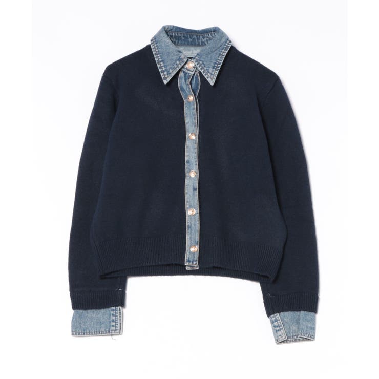 デニム切替フェイクレイヤードカーディガン | SpRay | 詳細画像56 
