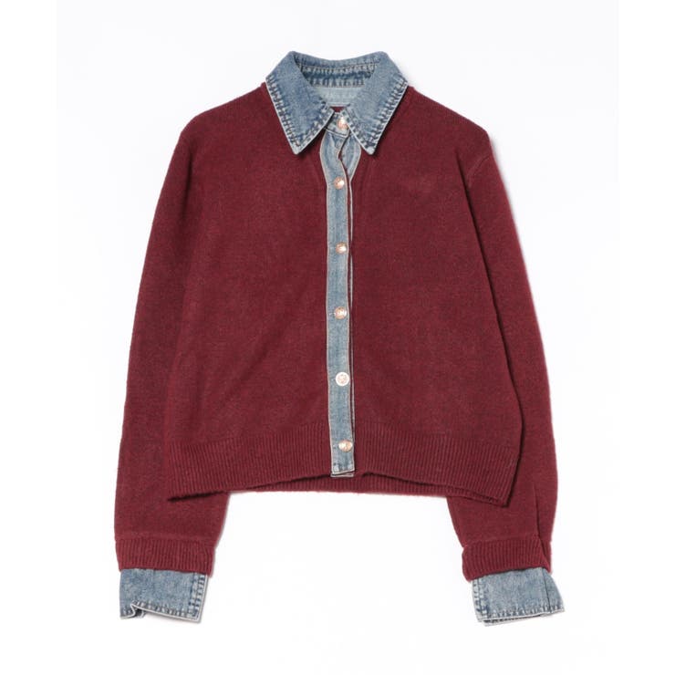 デニム切替フェイクレイヤードカーディガン | SpRay | 詳細画像57 