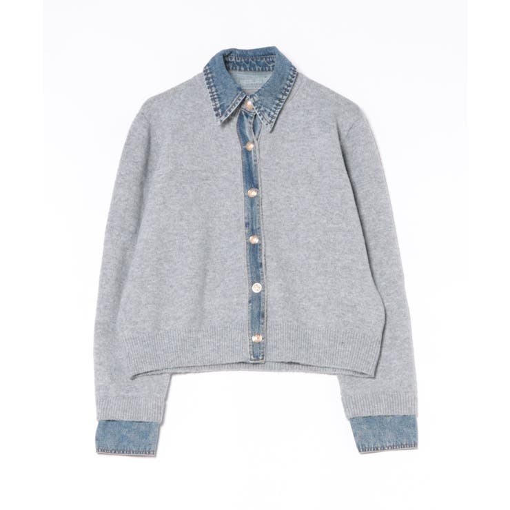 デニム切替フェイクレイヤードカーディガン | SpRay | 詳細画像58 