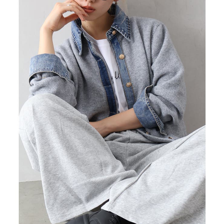 デニム切替フェイクレイヤードカーディガン | SpRay | 詳細画像80 