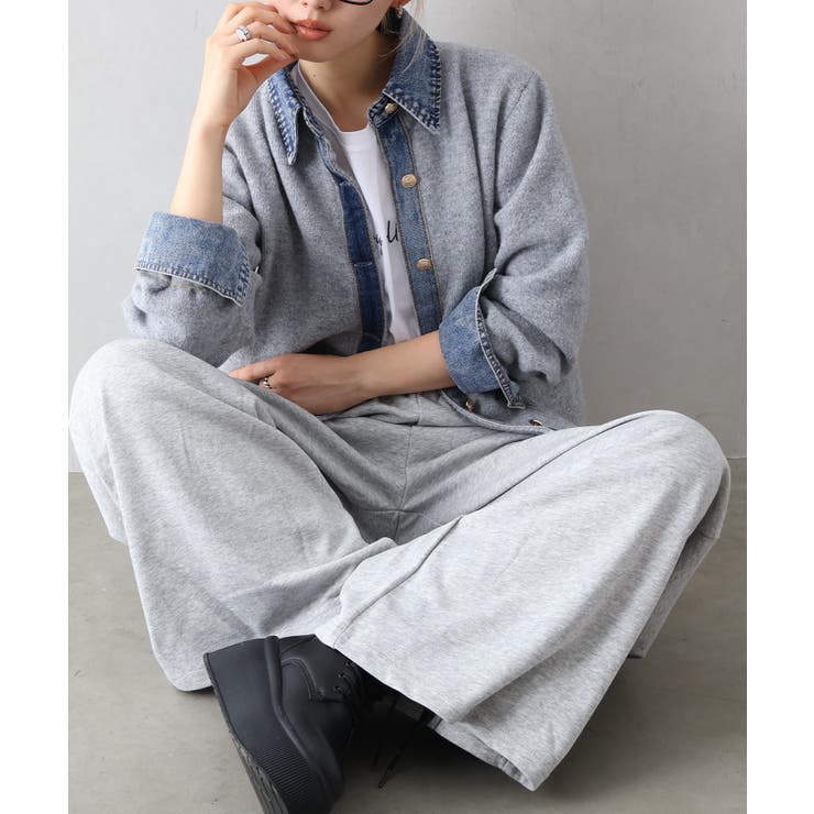 デニム切替フェイクレイヤードカーディガン | SpRay | 詳細画像81 