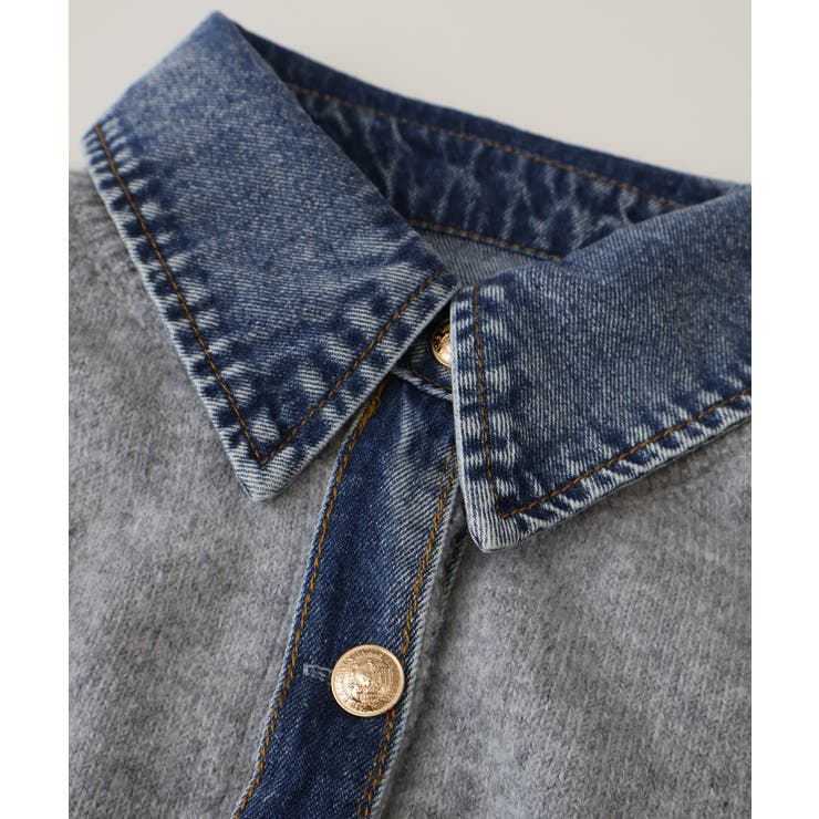 デニム切替フェイクレイヤードカーディガン | SpRay | 詳細画像83 