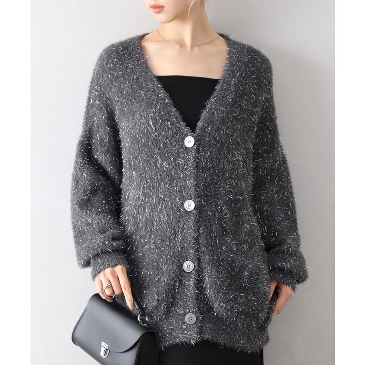 ラメシャギーロングVネックカーディガン[品番：SPRW0010813]｜SpRay