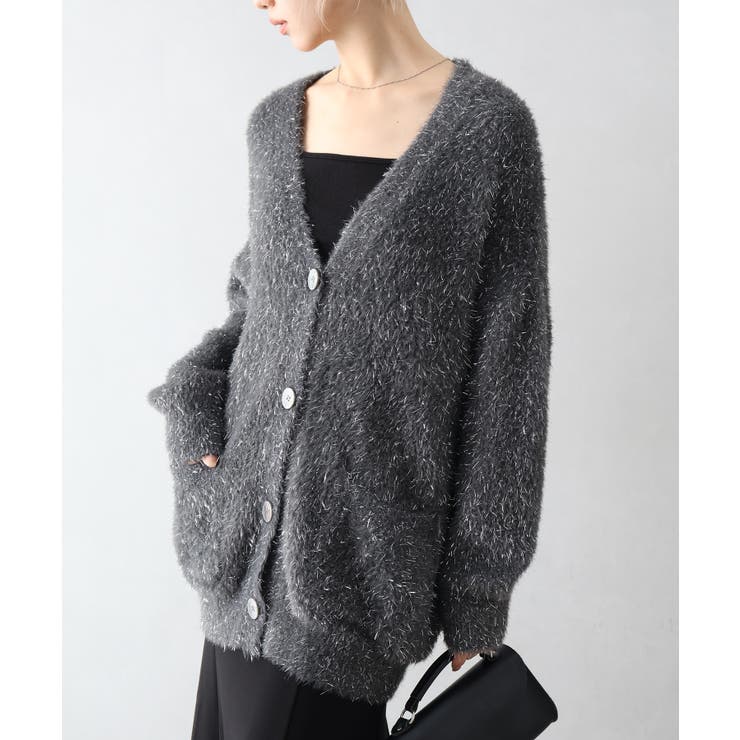 ラメシャギーロングVネックカーディガン[品番：SPRW0010813]｜SpRay