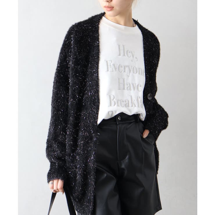 ラメシャギーロングVネックカーディガン[品番：SPRW0010813]｜SpRay