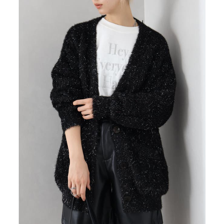 ラメシャギーロングVネックカーディガン[品番：SPRW0010813]｜SpRay