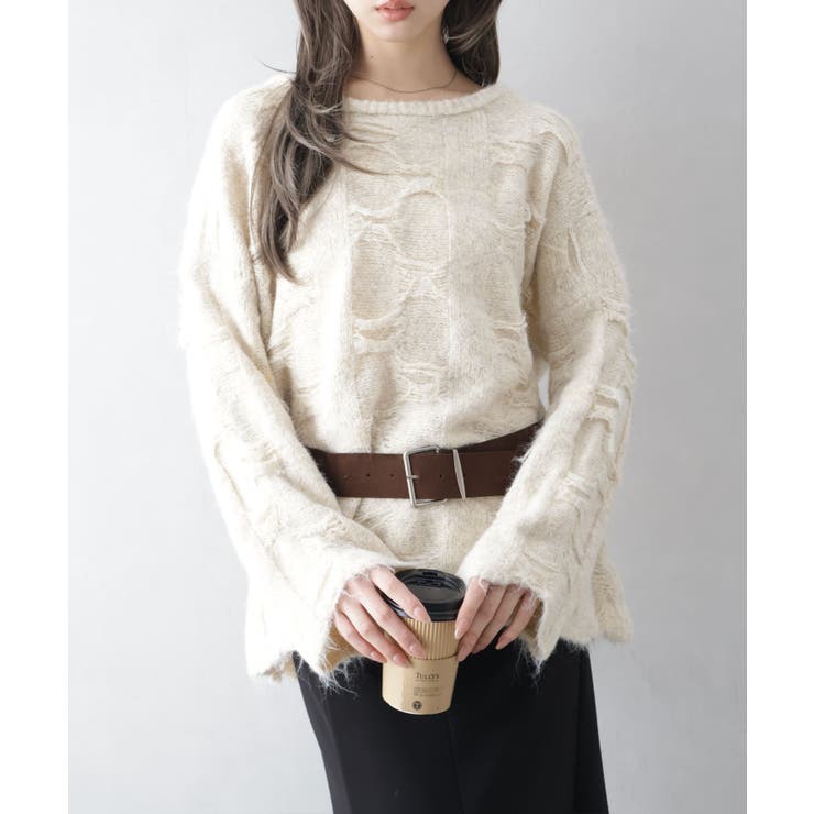 ベルト付フェザーＢＩＧニット | SpRay | 詳細画像28 