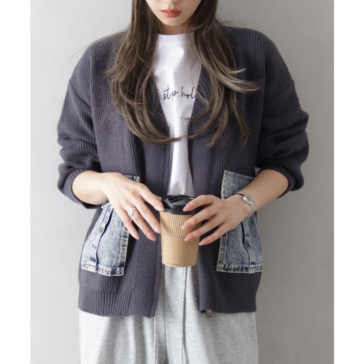 デニムポケットZIPカーディガン | SpRay | 詳細画像9 