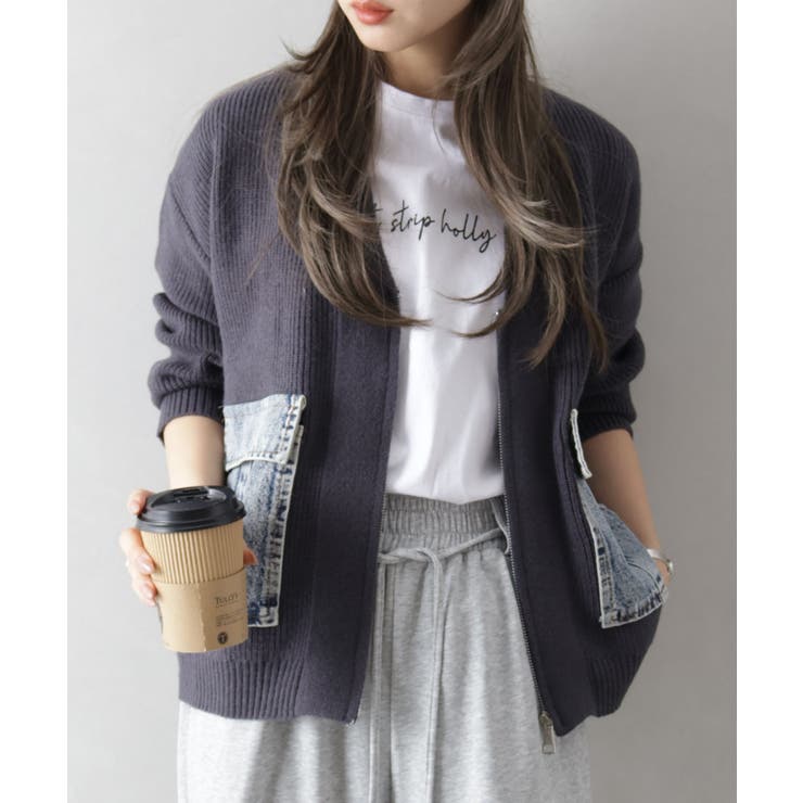 デニムポケットZIPカーディガン | SpRay | 詳細画像11 