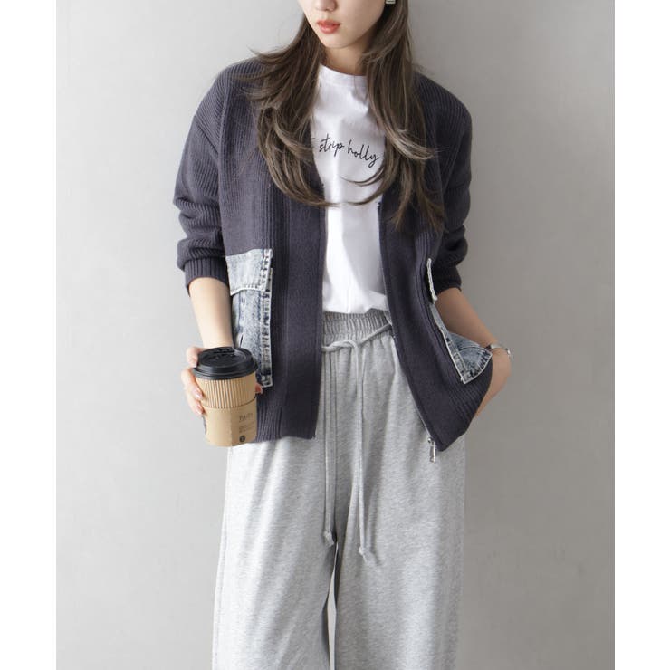 デニムポケットZIPカーディガン | SpRay | 詳細画像12 