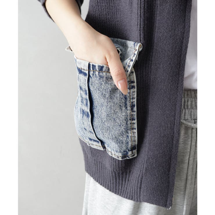 デニムポケットZIPカーディガン | SpRay | 詳細画像13 