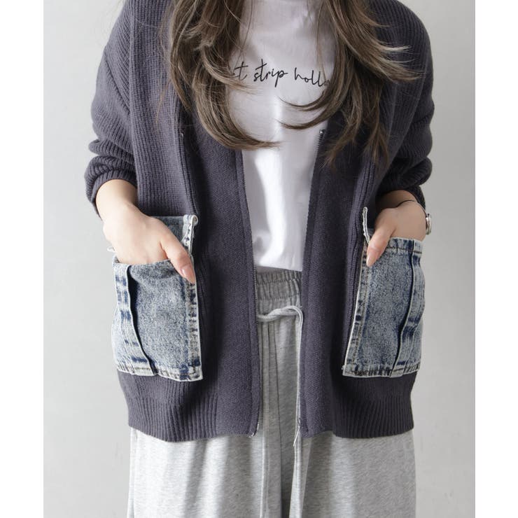 デニムポケットZIPカーディガン | SpRay | 詳細画像14 