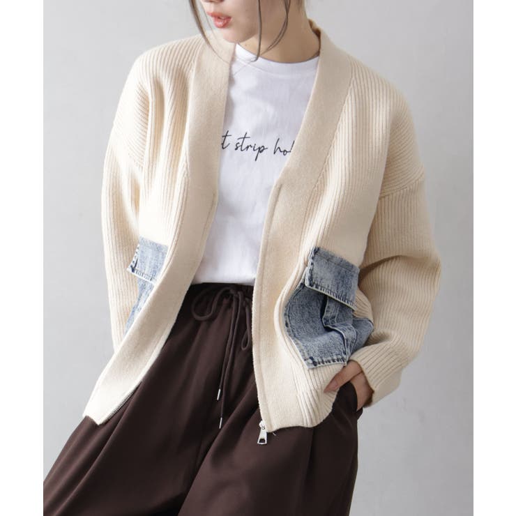 デニムポケットZIPカーディガン | SpRay | 詳細画像16 