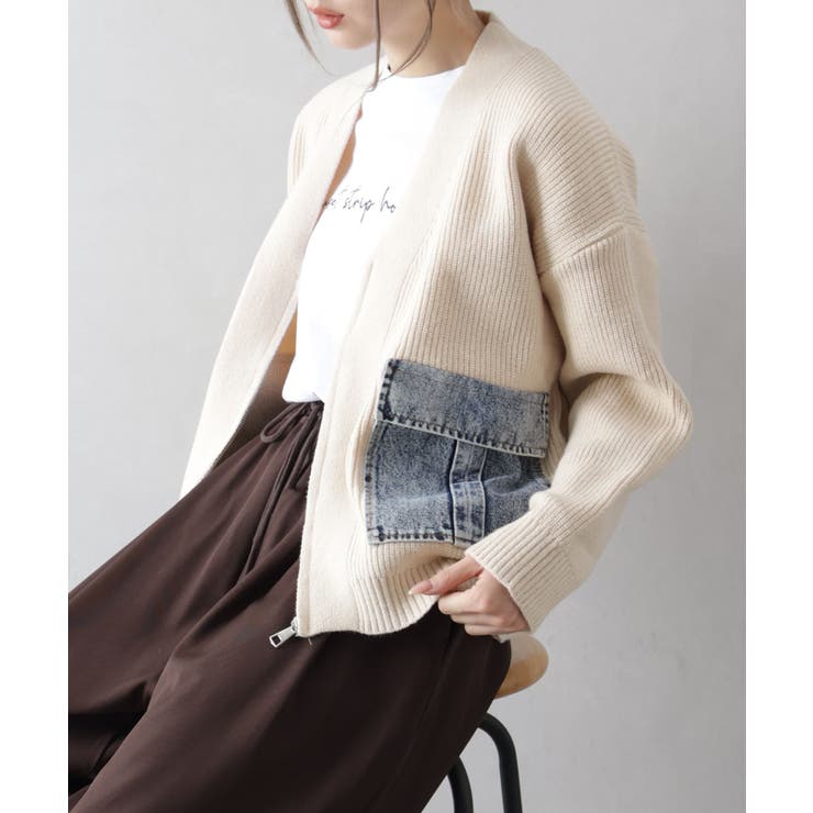 デニムポケットZIPカーディガン | SpRay | 詳細画像19 