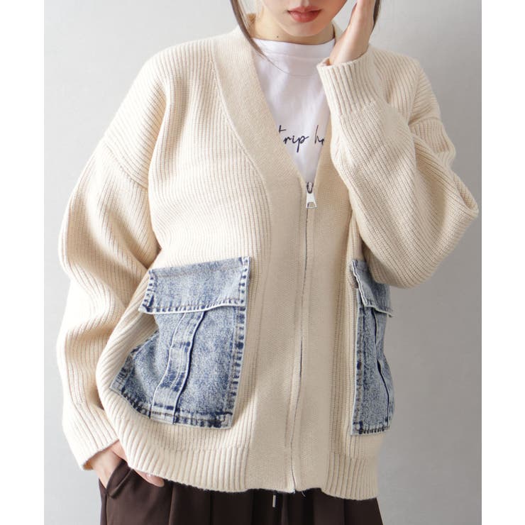 デニムポケットZIPカーディガン | SpRay | 詳細画像22 