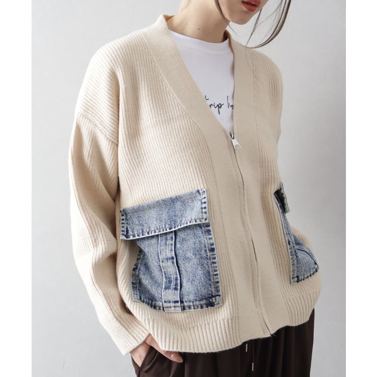 デニムポケットZIPカーディガン | SpRay | 詳細画像23 