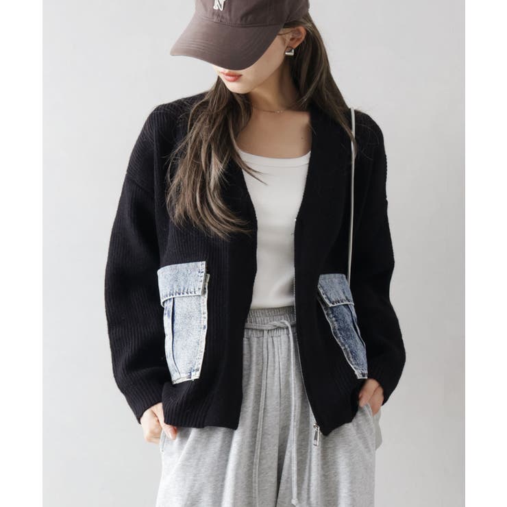 デニムポケットZIPカーディガン | SpRay | 詳細画像25 