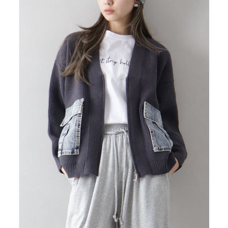 デニムポケットZIPカーディガン | SpRay | 詳細画像2 