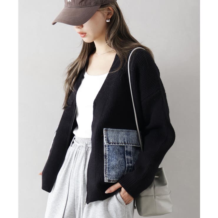 デニムポケットZIPカーディガン | SpRay | 詳細画像28 