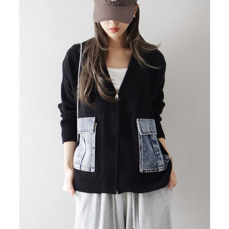 デニムポケットZIPカーディガン | SpRay | 詳細画像33 