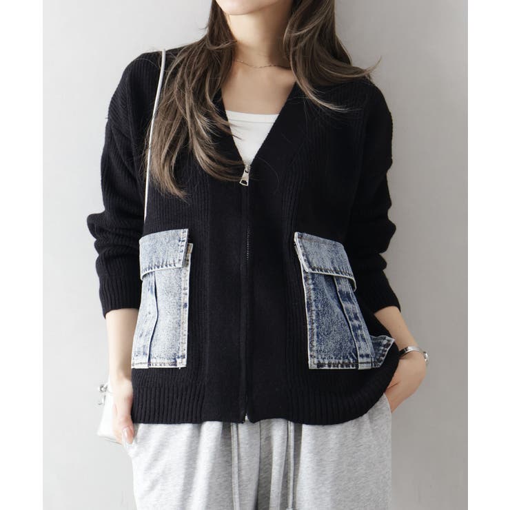 デニムポケットZIPカーディガン | SpRay | 詳細画像34 