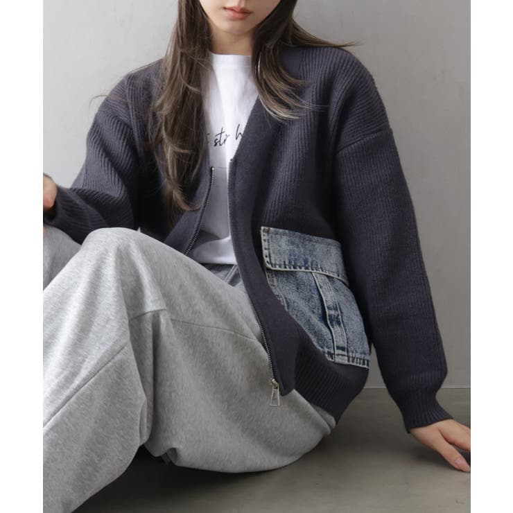 デニムポケットZIPカーディガン | SpRay | 詳細画像7 