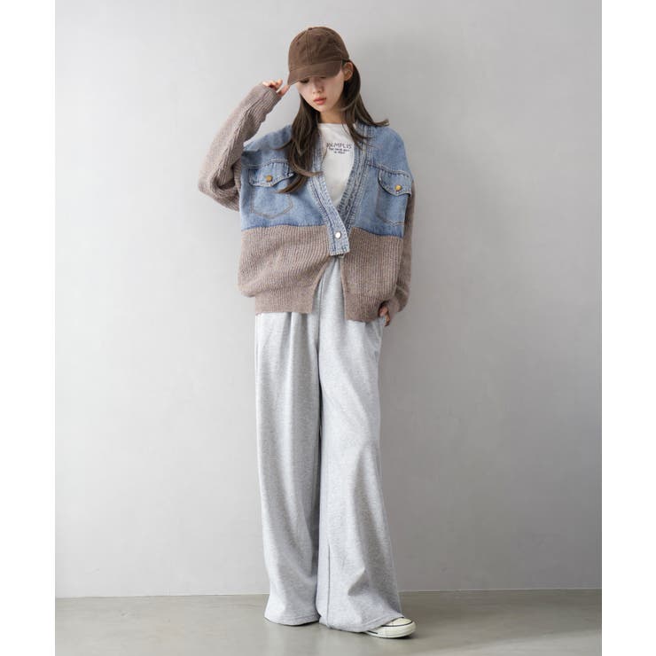 デニム切替ニットカーディガン | SpRay | 詳細画像41 