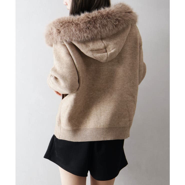 ファー付ニットロングジップパーカー | SpRay | 詳細画像13 