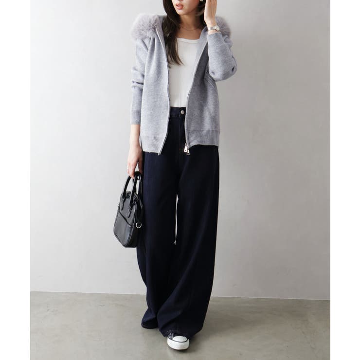 ファー付ニットロングジップパーカー | SpRay | 詳細画像15 