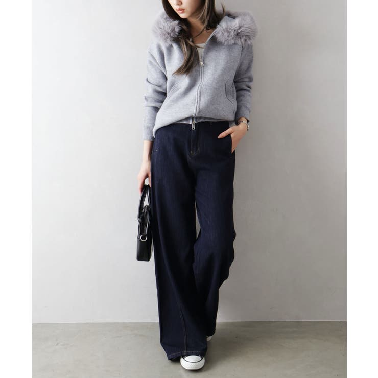 ファー付ニットロングジップパーカー | SpRay | 詳細画像22 