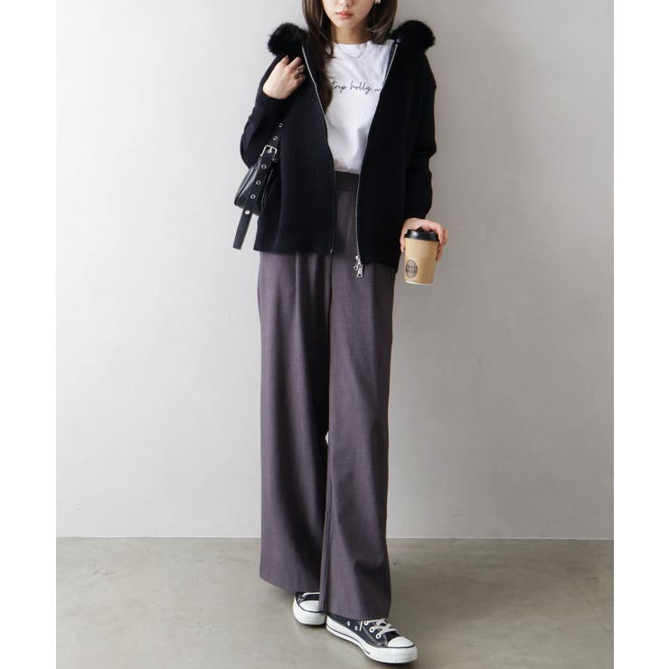 ファー付ニットロングジップパーカー | SpRay | 詳細画像26 