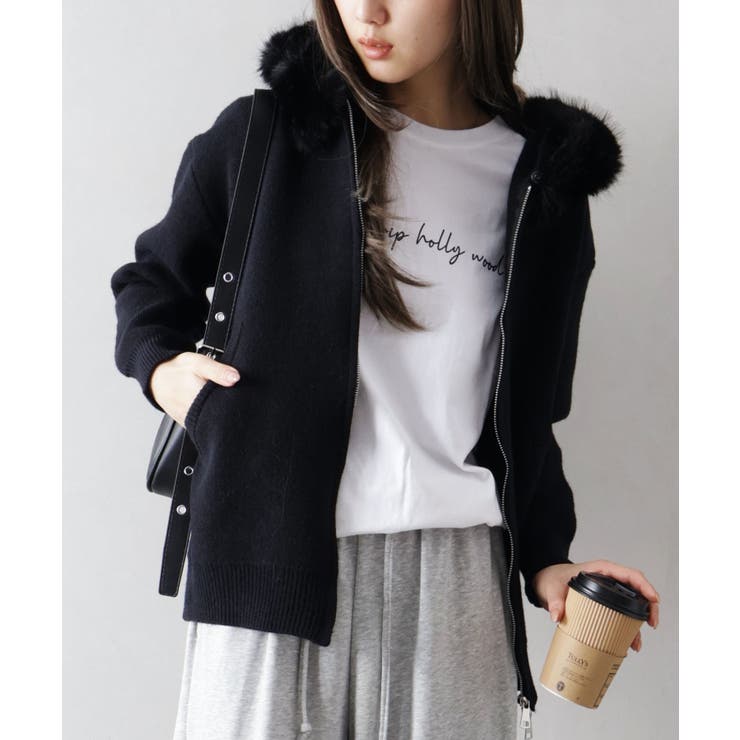 ファー付ニットロングジップパーカー | SpRay | 詳細画像28 