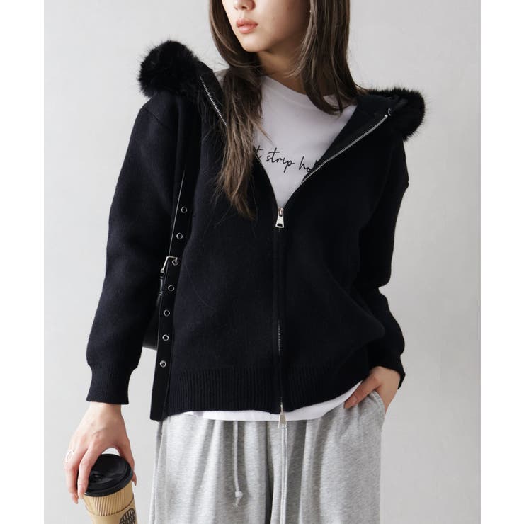 ファー付ニットロングジップパーカー | SpRay | 詳細画像31 