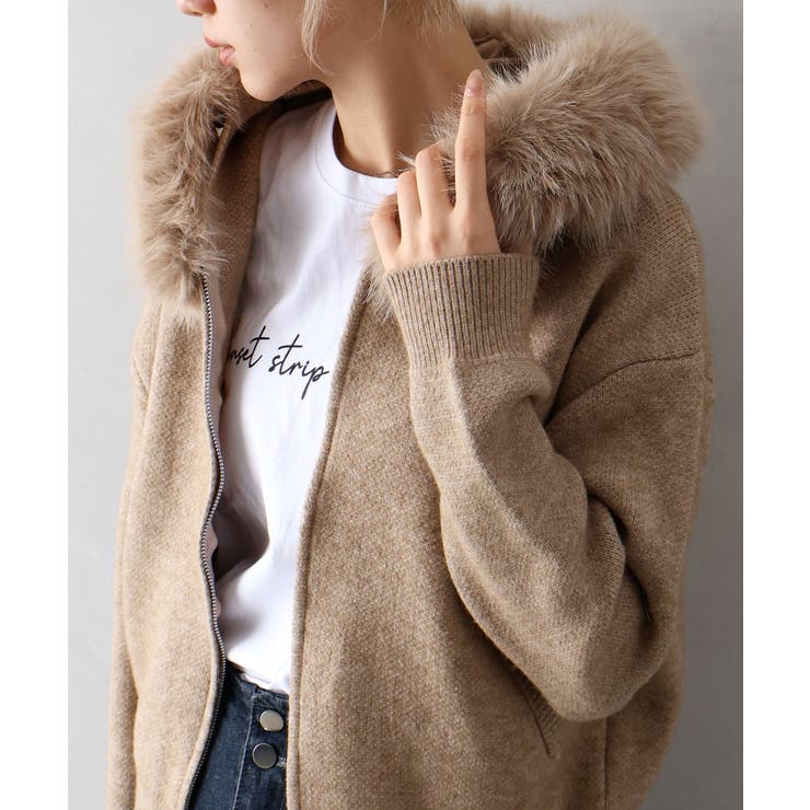 ファー付ニットロングジップパーカー | SpRay | 詳細画像36 