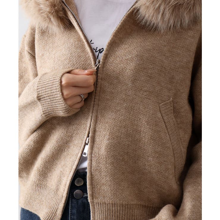 ファー付ニットロングジップパーカー | SpRay | 詳細画像37 