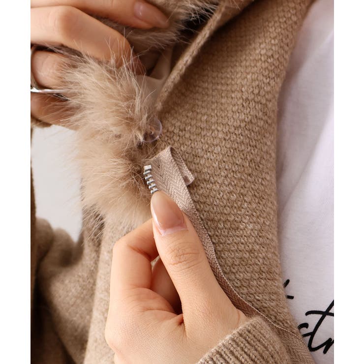 ファー付ニットロングジップパーカー | SpRay | 詳細画像38 