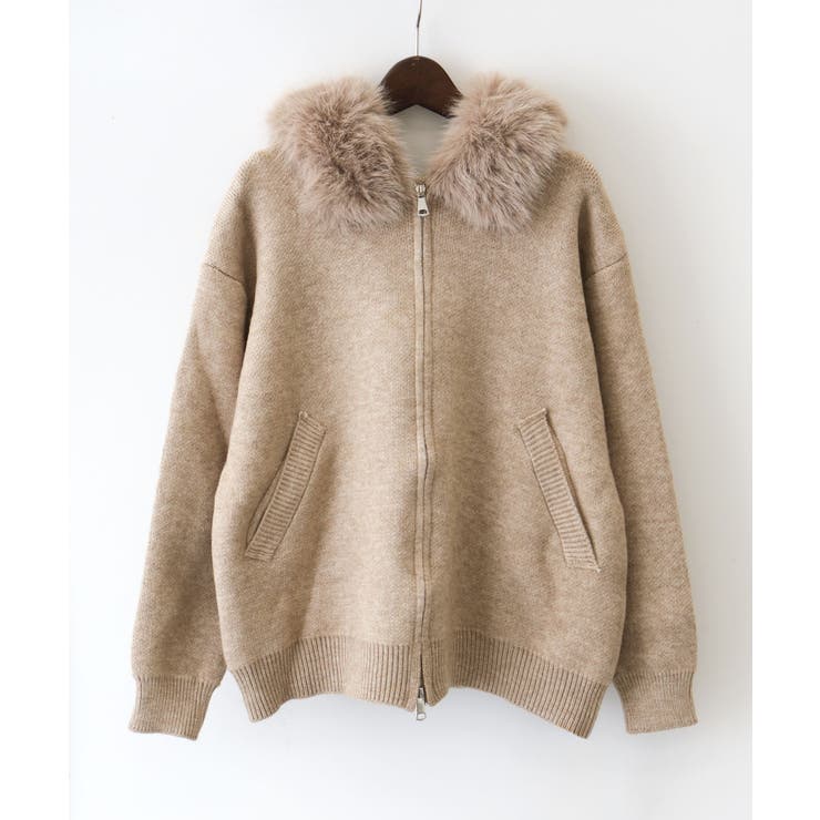 ファー付ニットロングジップパーカー | SpRay | 詳細画像48 